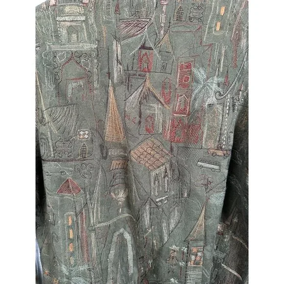 Chico's army green embroidered fashion jacket, size 1 - Picture 6 of 6